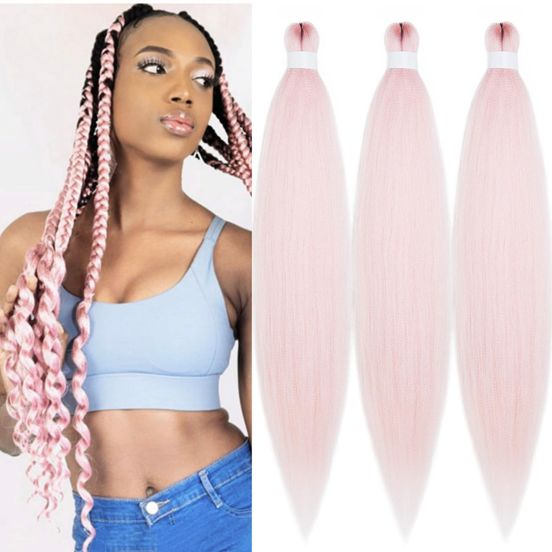 UPruyo Rose Gold Braiding Hair Pre Stretched 30 inch Colored Hair Extensions for Braiding Pre Stretched Braiding Hair Kanekalo Box Braids Long Micro Knotless Prestretched Braiding Hair (Pack of 3)