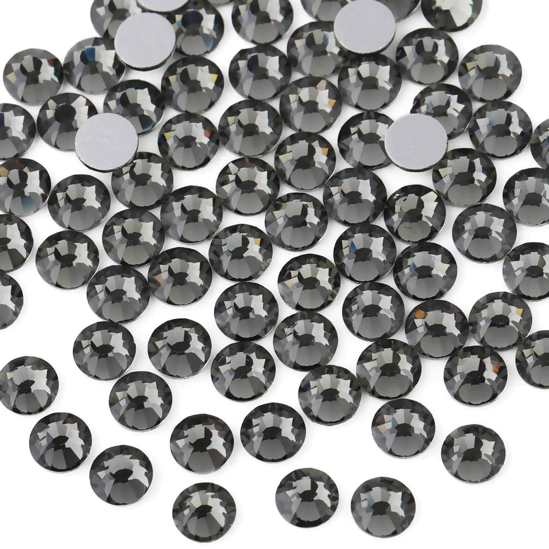 Beadsland 288Pcs Flat Back Crystal Rhinestones Round Gems For Nail Art And Craft Glue Fix,Black Diamond,Ss34,7.1-7.3Mm