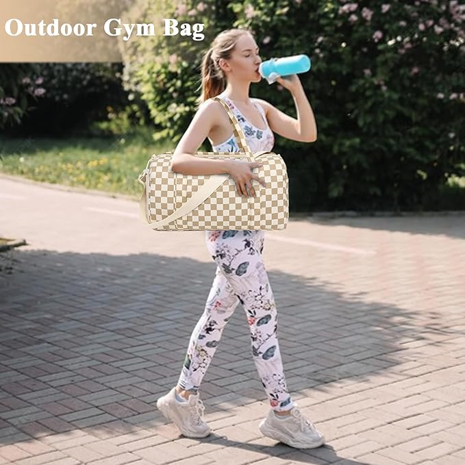 Gym Bag Sports Duffle Bag with Wet Pocket Weekender Overnight Bag with Waterproof Shoe Pouch and Air Hole for Girls Kids Women Travel Foldable Bag