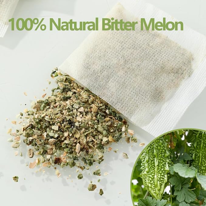 Premium 100 Bitter Melon Tea Bags, Made with 100% Pure Natural Bitter Melon, No Additives & Caffeine Free & No Sugar Added.