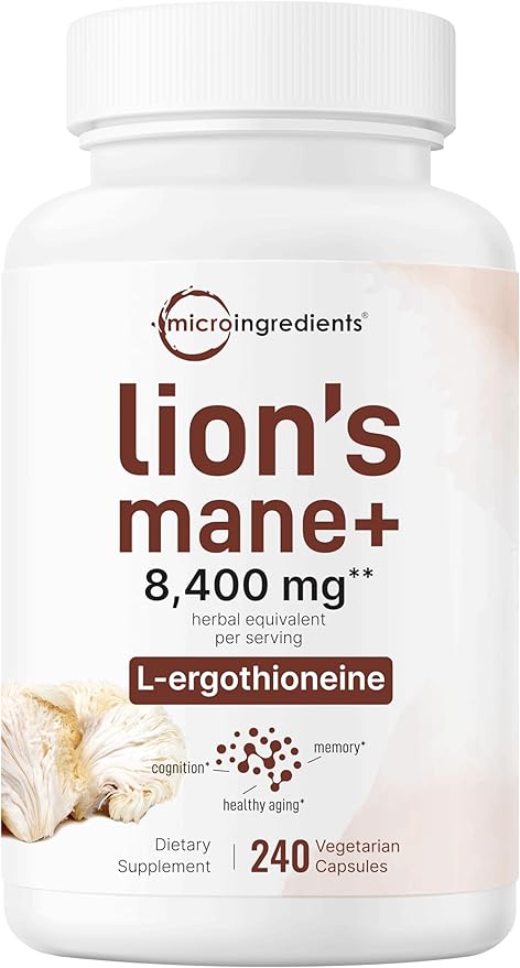 Micro Ingredients Oil of Oregano Softgels 300 Count & Lions Mane Supplement 240 Veggie Capsules Bundle 2 Pack | Carvacrol & Thymoquinone | Superfood Mushroom Antioxidants with L-Ergothioneine