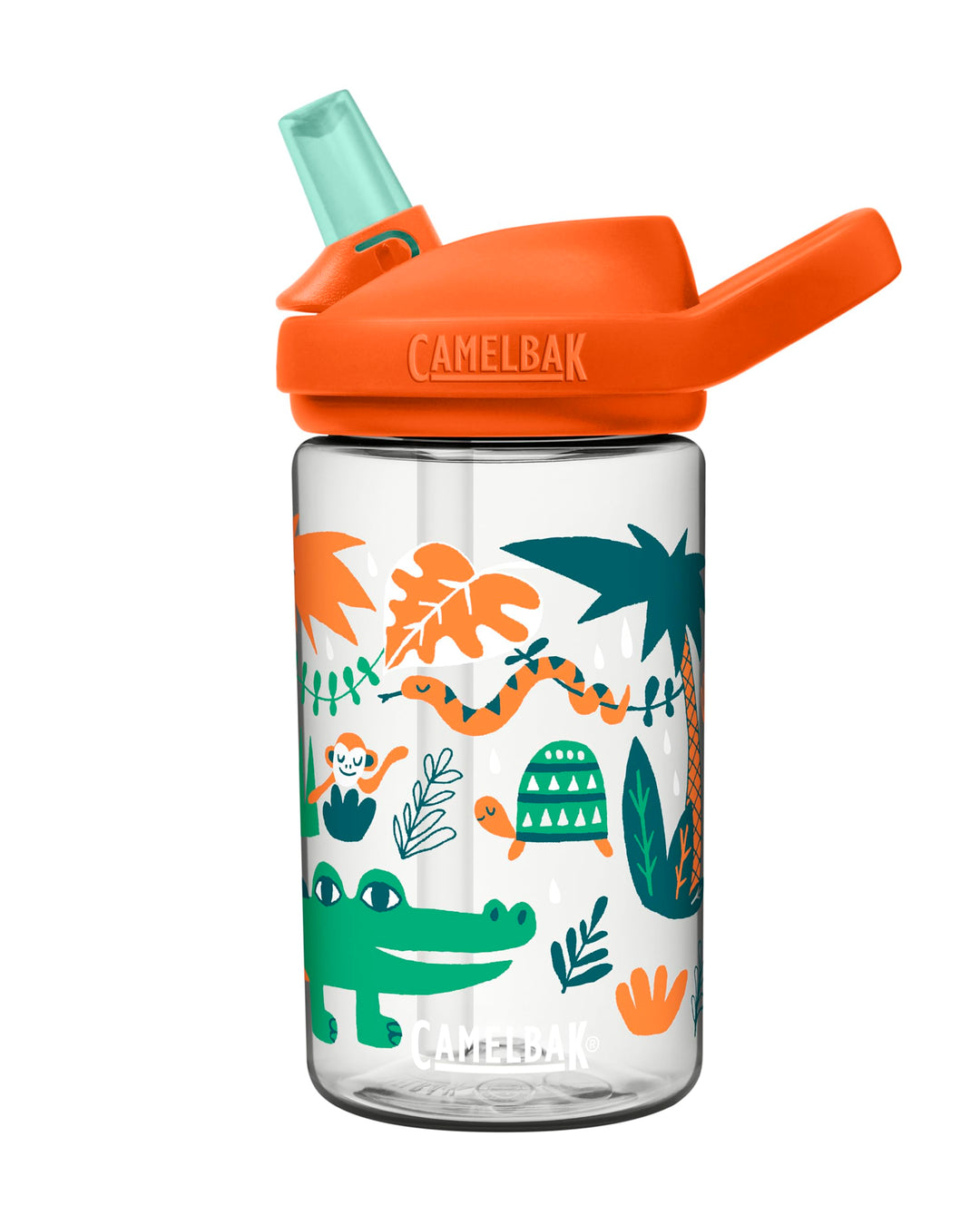 CamelBak eddy+ 14oz Kids Water Bottle with Tritan Renew – Straw Top, Leak-Proof When Closed, Jungle Animals