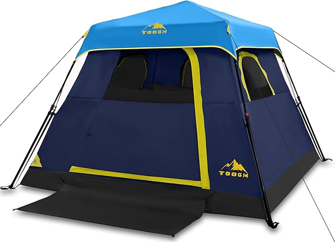 3/4 Person/6 Person Camping Tent Fast Cabin Tent with Instant Setup Tent, Weatherproof Tent Easy Quick Set Up & Pop Up in 60 Seconds with Rainfly Backpack for Family Camping,Upgraded Ventilation