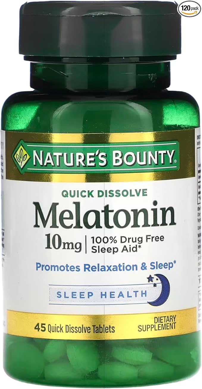 Nature's Bounty Melatonin 10 mg Quick Dissolve Tablets 45 ea (Pack of 4)