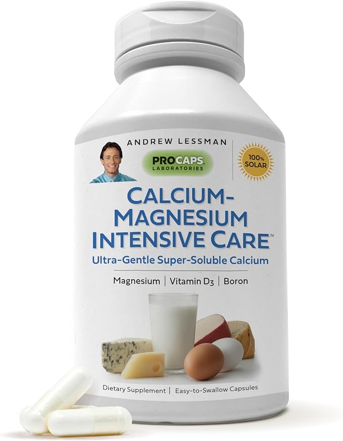 ANDREW LESSMAN Calcium Magnesium Intensive Care 250 Capsules - Bone and Skeleton Health Essentials. Easy to Swallow Capsules, Super Soluble Fine Powder. Gentle to Even The Most Sensitive Stomachs
