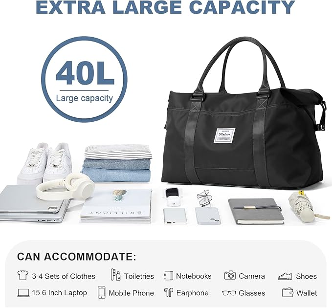 Travel Duffel Bag,Sports Tote Gym Bag,Shoulder Weekender Overnight Bag for Women