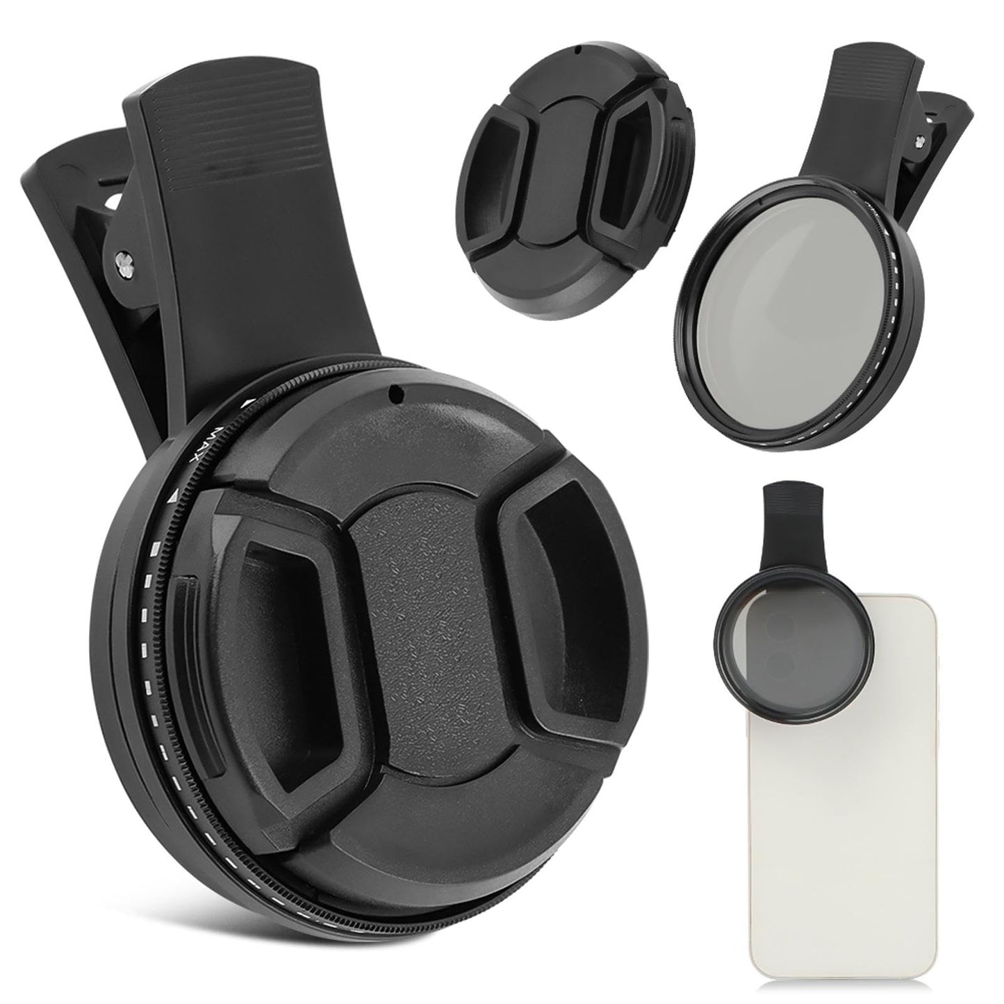52mm Variable ND2-ND400 Filter, Clip-on Phone Lens ND Kit, Universal Adjustable Neutral Density Compatible With iPhone/Samsung/Android Smartphones (Size: 52mm)