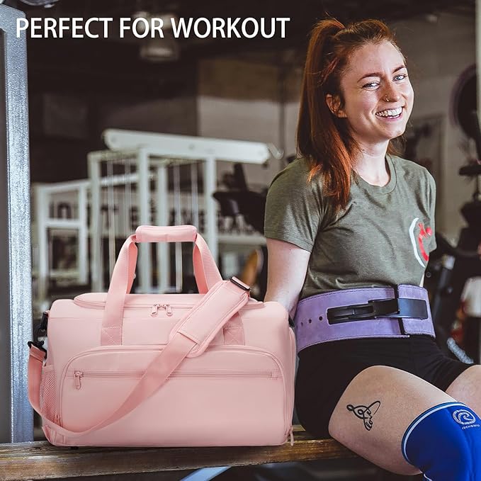 Gym Bag for Men Women, Small Fitness Workout Sports Bag with Wet Pocket & Shoes Compartment, Water Resistant Overnight Weekender Duffel Bag