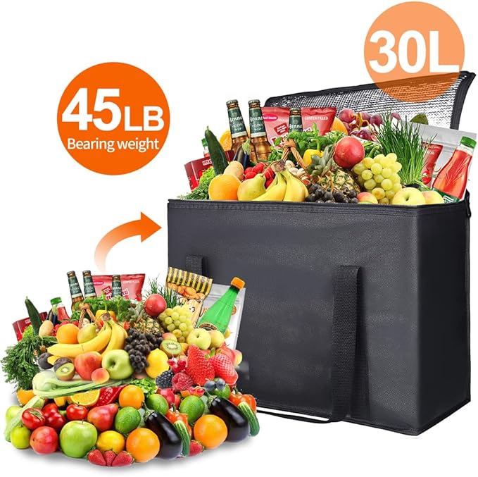 Insulated Reusable Grocery Shopping Bags, 4 Packs