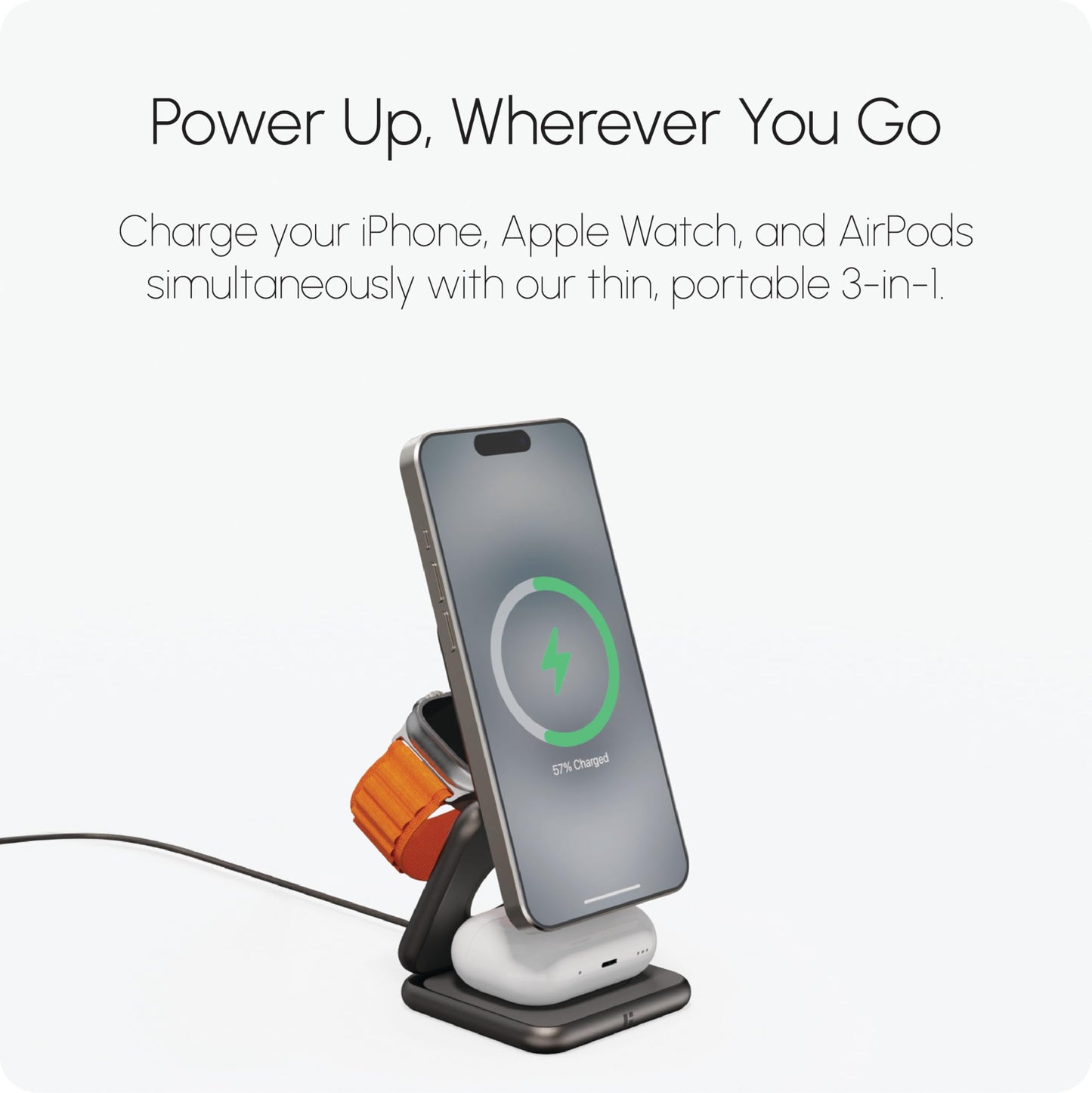 𝗛𝗜𝗥𝗢𝗧𝗢 3 in 1 Wireless Charging Station for iPhone Magnetic Portable, Foldable Fast Wireless Charger Stand for iPhone 16/15/14/13/12, AirPods Pro 4 3 2 Apple Watch