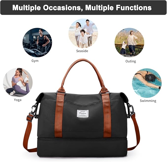 Travel Duffel Bag,Sports Tote Gym Bag,Shoulder Weekender Overnight Bag for Women