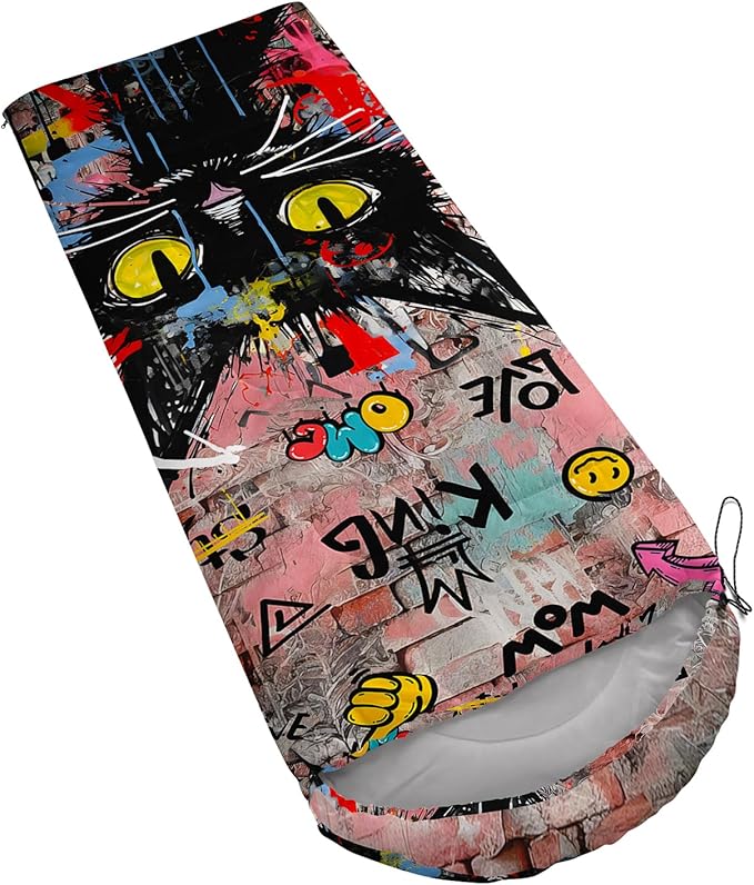 AILONEN Boys Sports Camping Sleeping Bags,Lightweight & Waterproof,3 Season Warm & Cool Weather,Black Player Basketball Sleeping Bags for Kids Adults,Travelling,Outdoors