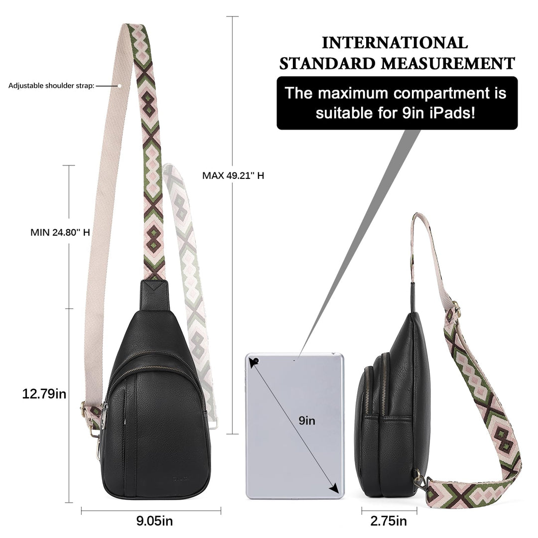 CLUCI Sling Bag Crossbody Bags for Woman Leather Cross Body Bag Sling Backpack Crossbody Backpack Casual Daypack for Travel Black