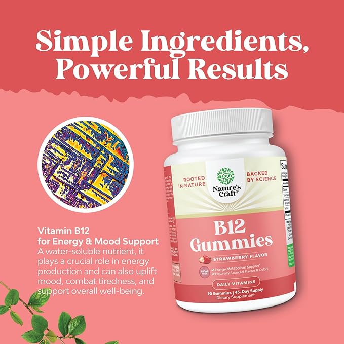 Vitamin B12 Gummies for Adults - Sugar Free Vitamin B12 1000 mcg Chewable Gums for Energy & Mood Support, Immune & Nerves Health - Kosher Non-GMO & Gluten Free Supplement for Women & Men - 90 Count