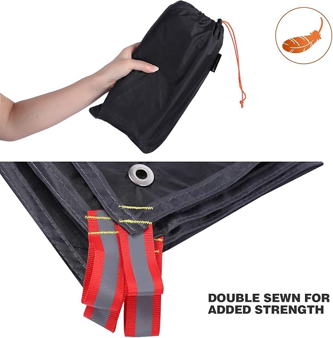 REDCAMP Ultralight Tent Footprint, PU 2000 Waterproof Camping Tent Tarp with Drawstring Carrying Bag, Waterproof Camping Tarp for Outdoor Hiking Camping