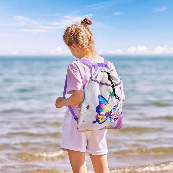 WAWSAM Gym Drawstring Backpack String Bag - 15” x 17” Sports Gym Bag for Kids Waterproof Swimming Beach Shopping Yoga Bag