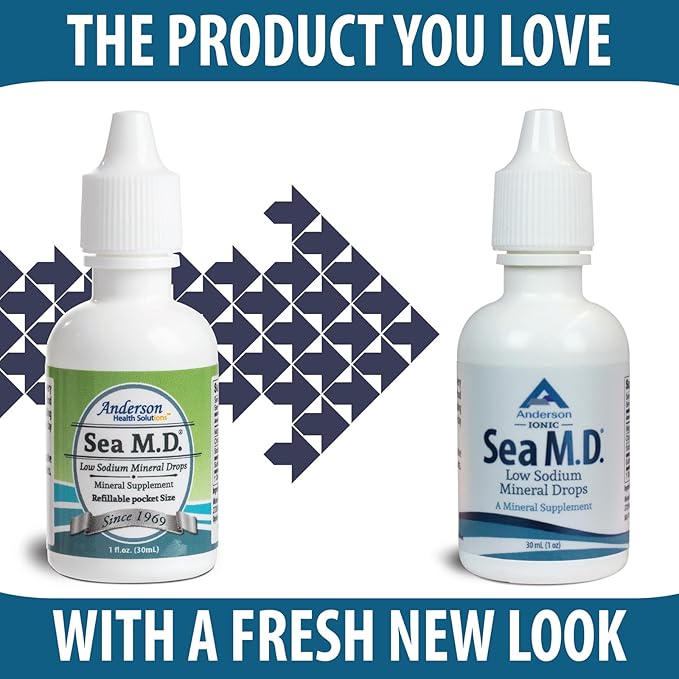 Anderson Sea M.D. Concentrated Trace Mineral Drops, Ionic Electrolyte Magnesium Supplement, Aids in Muscle Cramps, Joint Health, Liquid Magnesium, Easy to Take (1 Ounce)