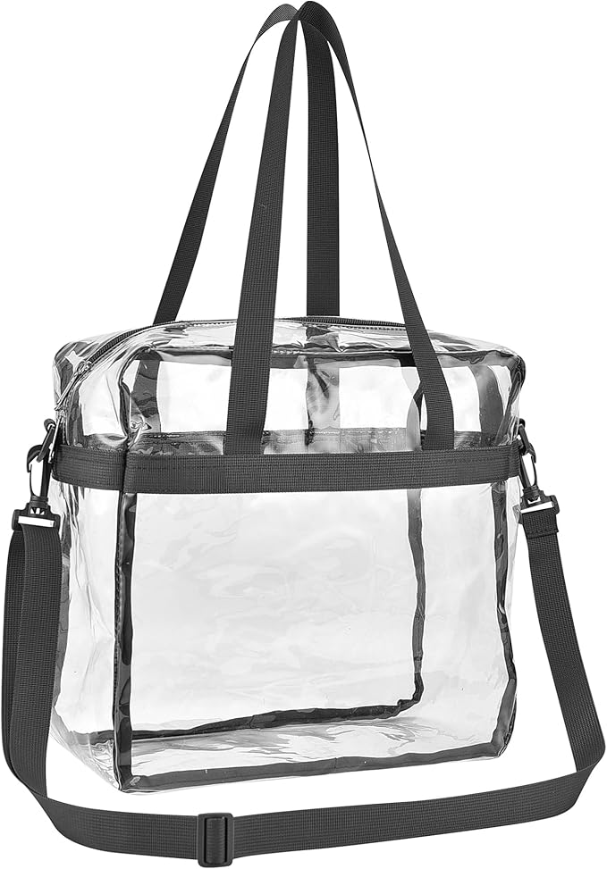 USPECLARE Clear Tote Stadium Approved, Security Travel & Gym Clear Bag for Work Sports Games Concerts