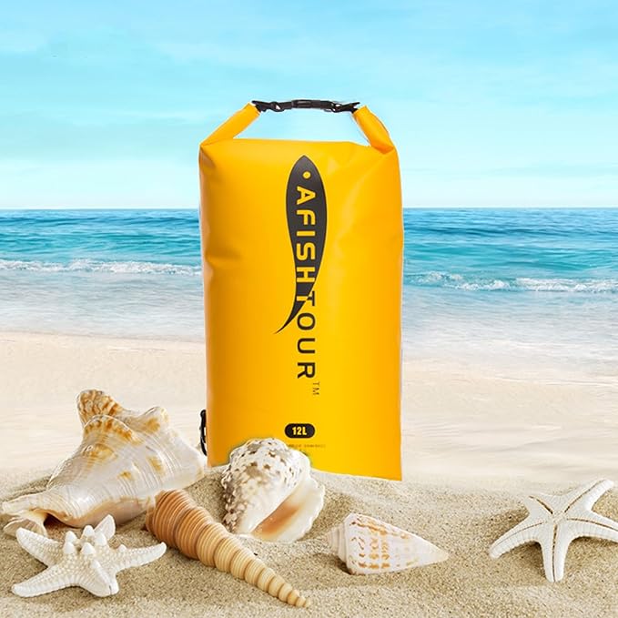 Waterproof Floating Dry Bag for Men Women - 12L Roll Top Sack Keeps Gear Dry with Shoulder Strap for Kayaking, Rafting, Boating, Swimming, Camping, Hiking, Beach, Fishing (Yellow)