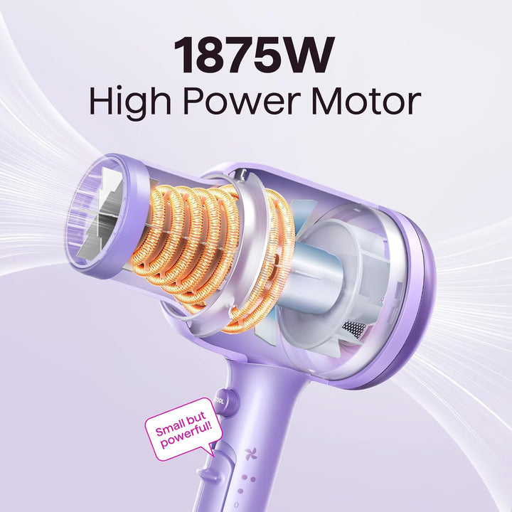 Wavytalk 1875W Ionic Hair Dryer | Diffuser & Comb for Curly Hair | Green