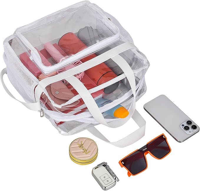 USPECLARE Clear Tote Stadium Approved, Security Travel & Gym Clear Bag for Work Sports Games Concerts