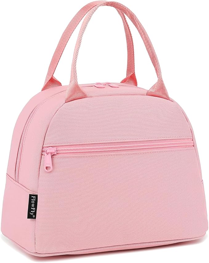 FlowFly Lunch Bag Tote Bag Lunch Organizer Lunch Holder Insulated Lunch Cooler Bag for Women/Men,Pink, LB002-PK07