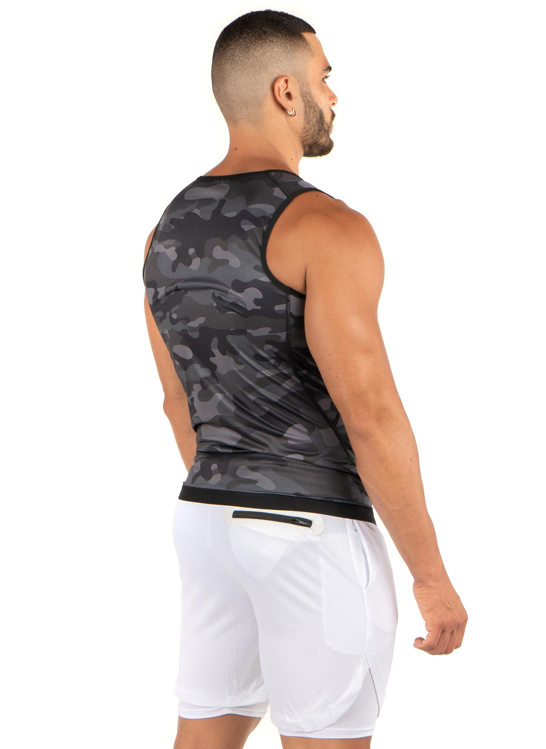 Kewlioo Men's Heat Trapping Zipper Sweat Enhancing Vest - Zip Up Compression Vest Shirt Shapewear Top - Gym Exercise Versatile Heat Shaper Jacket (Gray Camo, S/M)