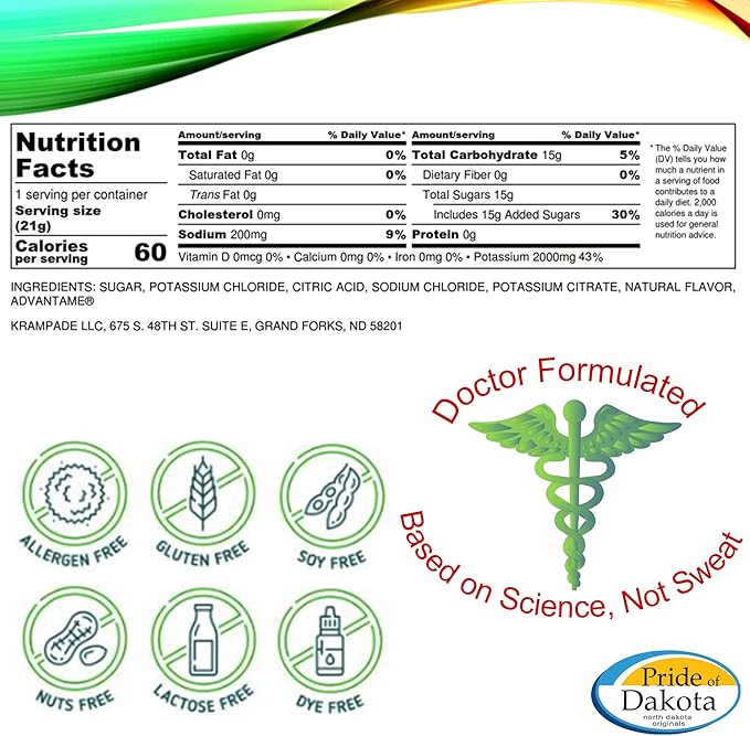 Original Reduced Sugar 2K - 2000 mg Potassium Electrolyte Powder Drink Mix | Cramp Relief - Hydration - Increased Performance | Lemon Lime - 20 Single Serving Packets