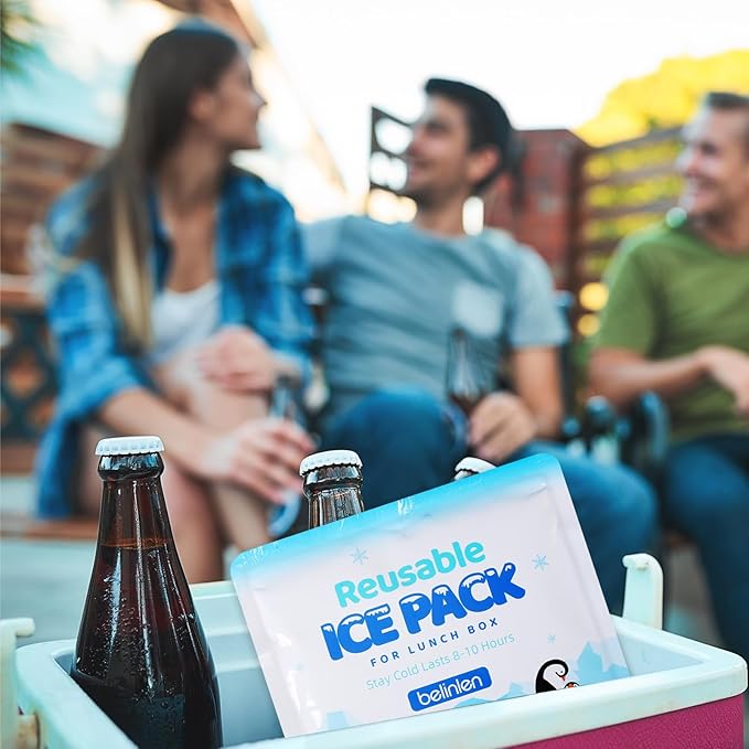 6 Pack Reusable Ice Packs for Lunch Boxes - 7x7 Inch Long-Lasting Freezer Packs, BPA-Free Gel & Leakproof Design Cold Packs for Cooler, Camping, Travel