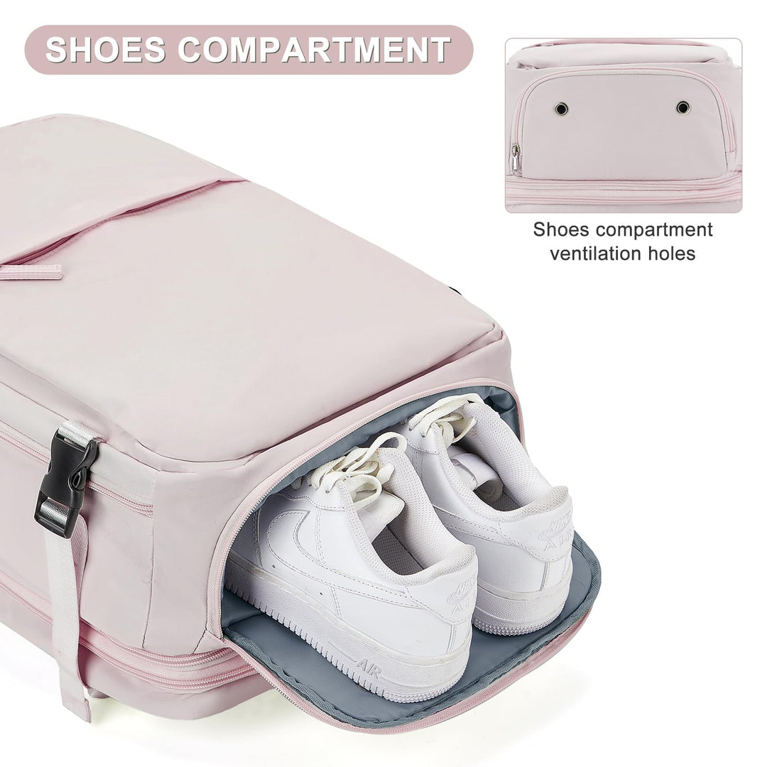 Expandable Backpack For Traveling On Airplane Carry On Backpack For Women Men Airline Approved Personal Item Bag For Airlines Gym Bag For Women Men With Shoe Compartment Waterproof Laptop Backpack