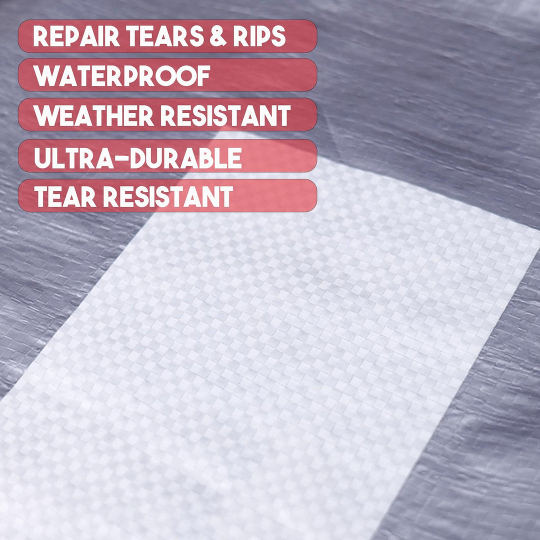 Autrends Tent Repair Tape, 4'' x 32FT Repair Tape for Tarp, RV Awning, Underbelly, Canvas, Bimini Tops, Fabric Repair for Tarp, Boat Cover Repair Tape, Tear Repair Patch Kit, Waterproof