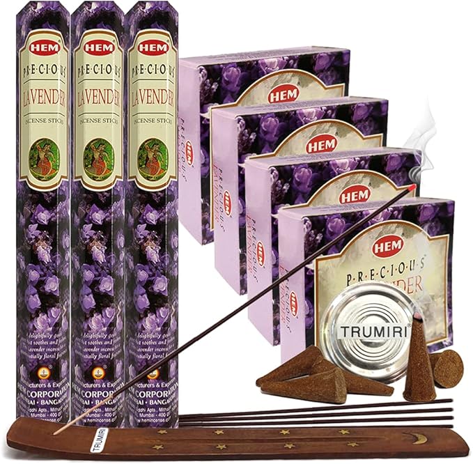 Lavender Incense sticks and cone incense holder variety pack bundle insence insense insienso