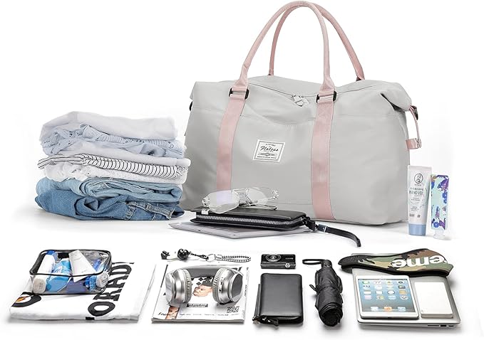 Travel Duffel Bag,Sports Tote Gym Bag,Shoulder Weekender Overnight Bag for Women