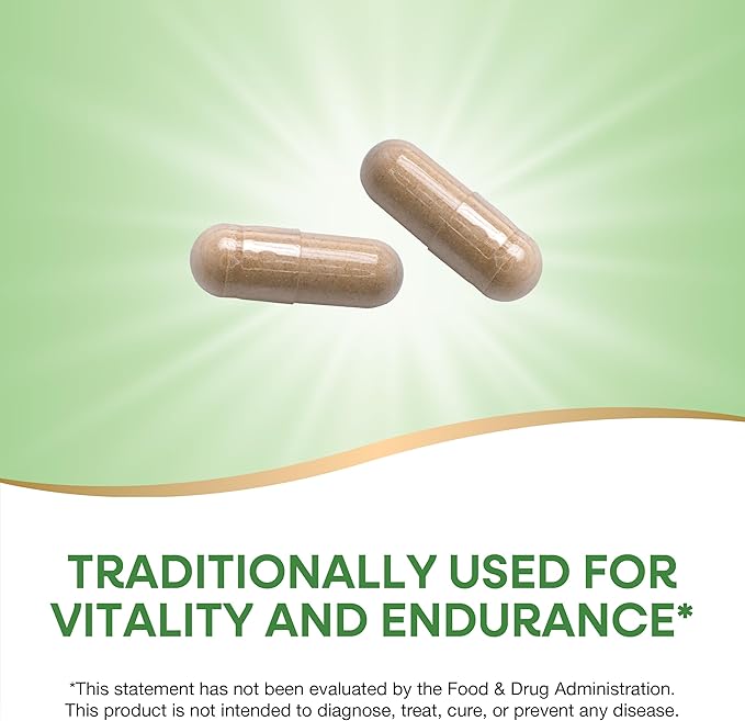 Nature's Way Cordyceps Premium Herbal - 1,000 mg Per 2-Capsule Serving - Traditional Support for Vitality & Endurance* - Mushroom Supplement - Gluten Free - 60 Vegan Capsules