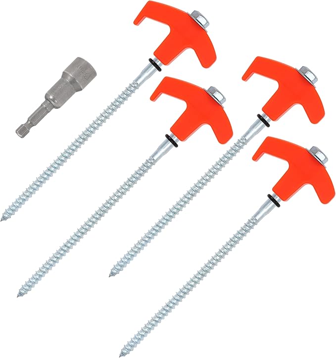 8" Screw in Tent Stakes 8Pcs - Ground Anchors Screw in, Screw in Tent Stakes Heavy Duty, Tent Pegs Camping Stakes,Pegs Camping Stakes, Tent Stakes for Outdoor Camping (8)