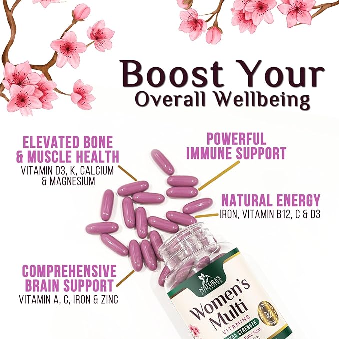 Multivitamin for Women with Iron, Calcium, Zinc, Vitamin A, C, D, E, & B Vitamins for Bone, Skin & Immune Health Support, Nature's Daily Womens Multivitamins for Women's Energy & Health, 120 Softgels