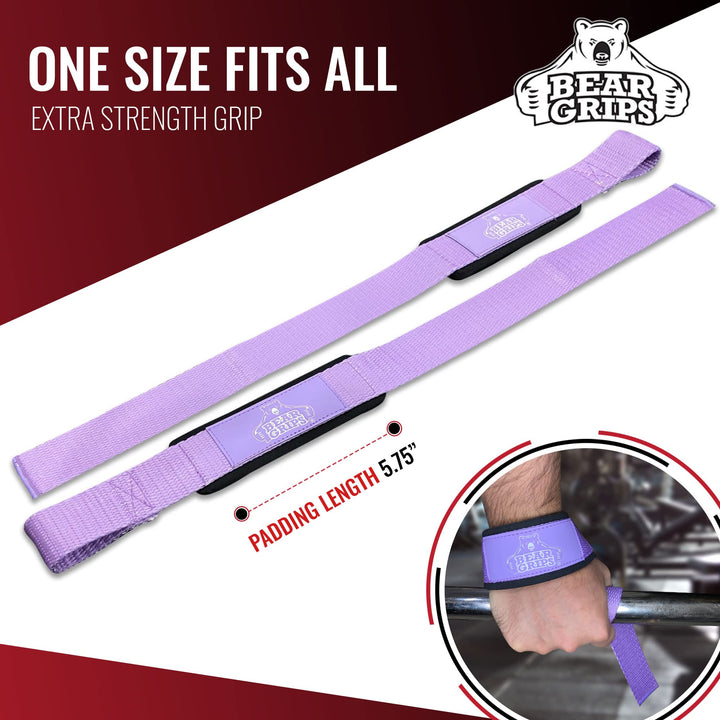 Bear Grips Lifting Straps Gym, Wrist Straps for Weightlifting, Gym Straps, Weightlifting Straps, Deadlift Straps, Weight Lifting Straps for Men, Weight Straps Lifting Women, 2 Lifting Strap | Purple