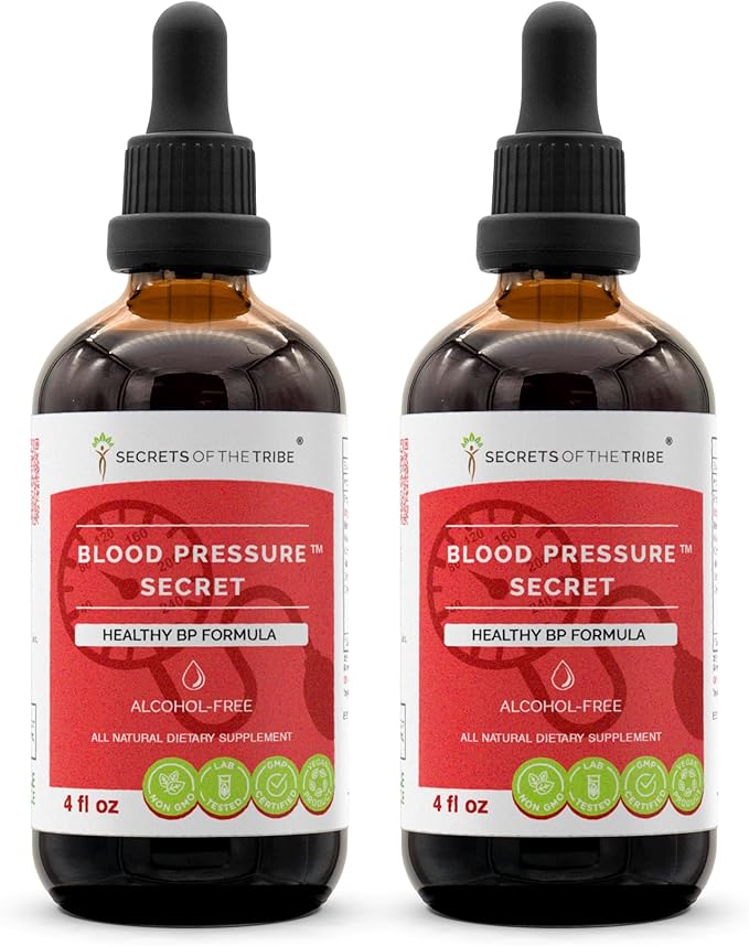 Secrets of the Tribe - Blood Pressure Secret, Healthy Circulation Formula, Herbal Supplement Blend Drops Alcohol-Free Liquid Extract (2x4 fl oz)