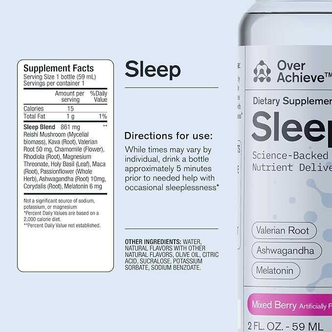 Supplement Variety Pack with Advanced Nanoscience Technology, 12 Pack, Stress Calming Relax Drink, Sleep Aid Drink, Mushroom Supplement Drink, 2 oz Shot