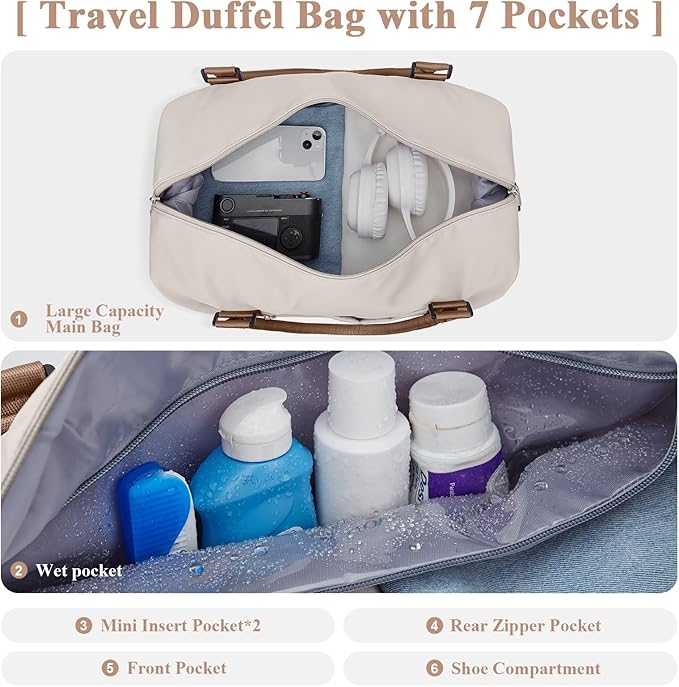 Travel Duffel Bag,Sports Tote Gym Bag,Shoulder Weekender Overnight Bag for Women