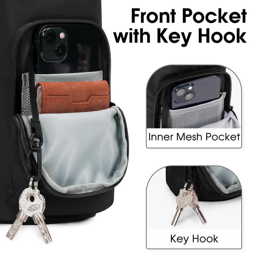 Ceneda Water Bottle Carrier Bag with Phone Pocket 32oz 40oz Tumbler Insulated Water Bottle Holder with Adjustable Shoulder Strap Carrier Sling Bag (Black)