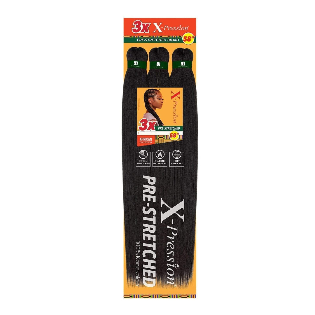 Sensationnel Braids Xpression 3X Pre-Stretched Braid 58'' (1-Pack, Bg)