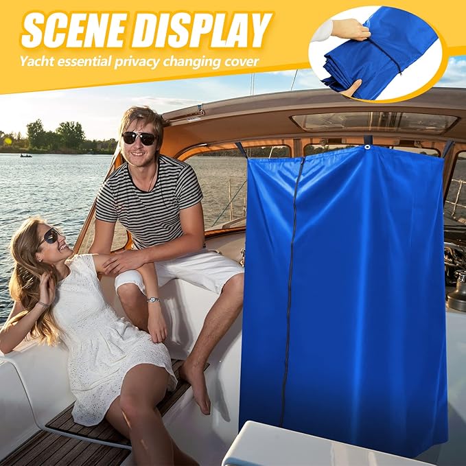 Boats Privacy Curtain Changing Room with Bag Portable Privacy Tent Easy Up Pontoon Enclosure Partition for Pontoons Boat Hanging Tent 27" W x 30" D x 72" H(Blue)