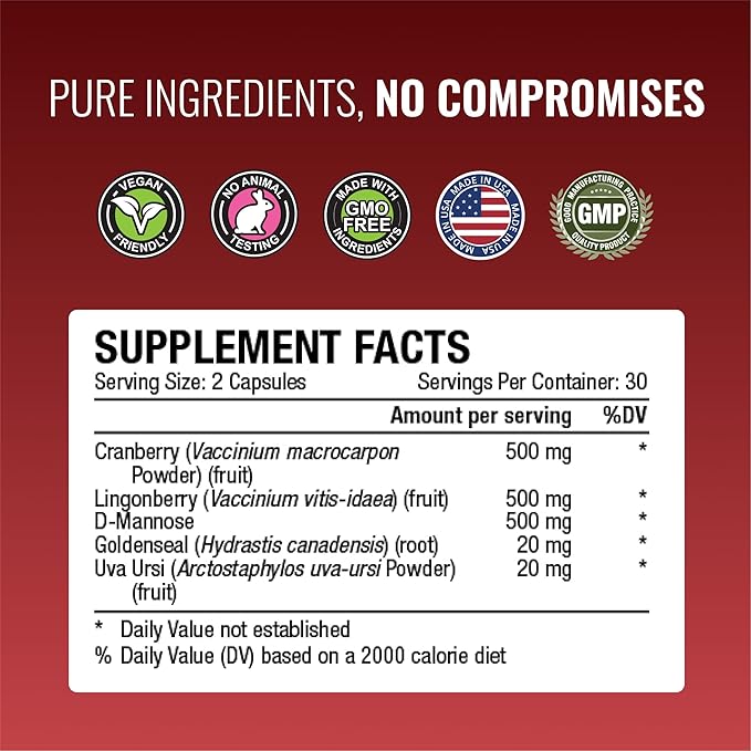 Approved Science® Uritrac™ - UTI Support - Cranberry, D-Mannose, Lingonberry - Vegan Friendly - 60 Capsules per Bottle - Pack of 6