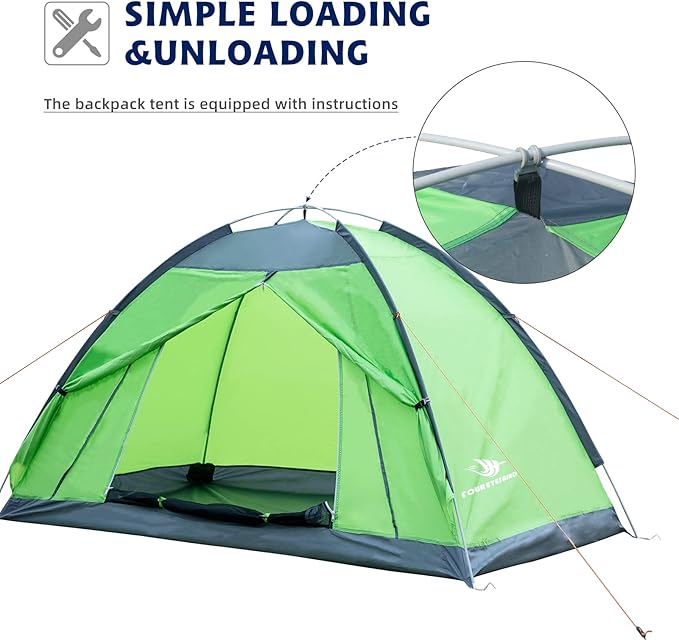 7.2 × 4 × 4 Feet Single Backpack Tent, Waterproof Camping and Hiking Tent can be Used by One Person, Light and Durable