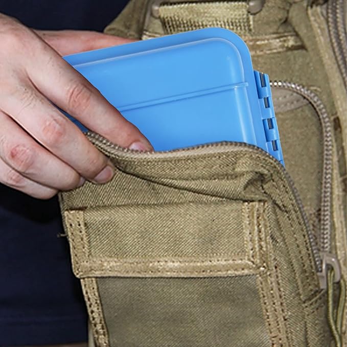 Dry Storage Box, Shockproof Waterproof Box with 2 U‑Shape Buckle, Plastic Storage Container for Cameras, Phones, Camping, Fishing, Hiking(small-Blue)