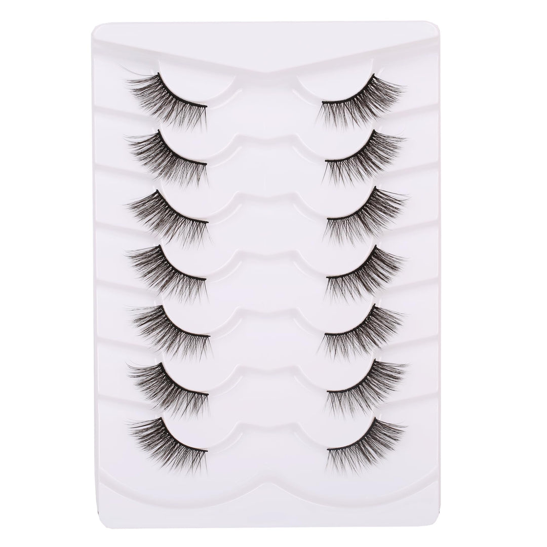 Gmagictobo False Eyelashes Natural Wispy Half Lashes Cat Eye Corner Lashes Pack 3D Fake Eyelashes Faux Mink Lashes Strips 7 Pairs Multipack
