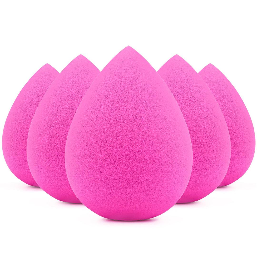 Beakey 5 Pcs Makeup Sponges, Latex-Free Beauty Sponge For Flawless Liquid, Cream, And Powder Application, Rose Pink Sponges