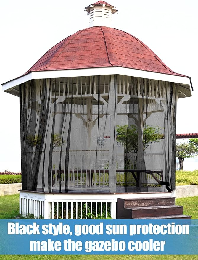2 Pcs Mosquito Net for Patio - 10Ft x 13Ft for Each Garden Mesh Screen Barrier, Super Dense Patio Netting for Balcony Porch Umbrella Fruit Tree Plants Gazebo Canopy RV Camping, Black