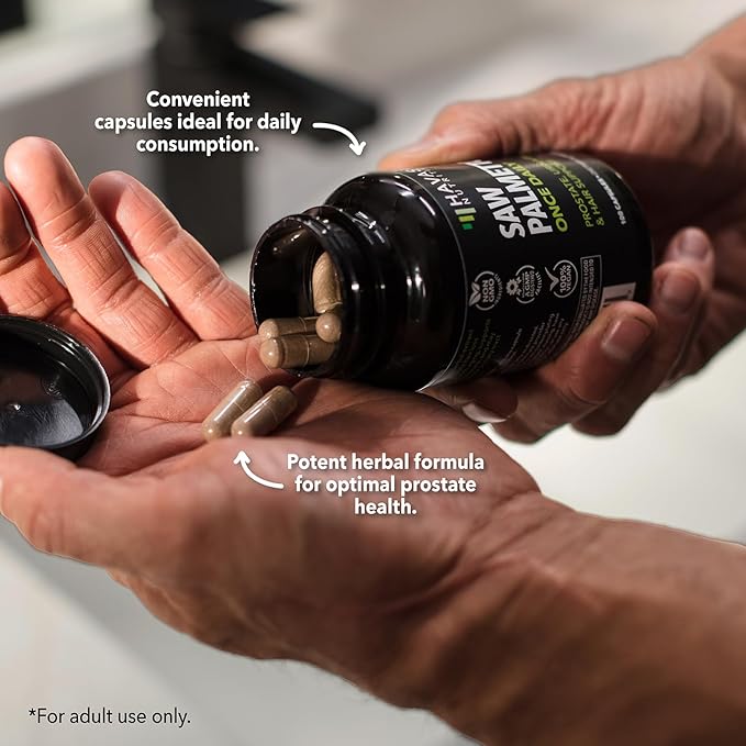 Saw Palmetto for Men Prostate Health Supplement to Promote Urinary Tract Function - 500mg Per Serving - 200 Count - DHT Blocker Hair Vitamin - Vegan, Non-GMO Capsules, Over 6 Month Supply